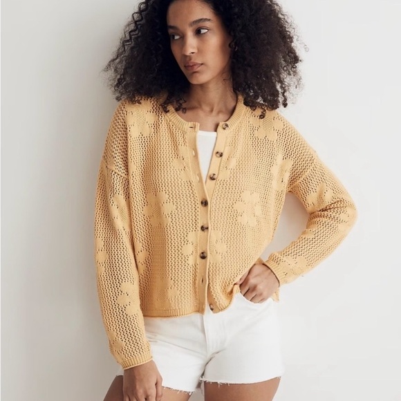 NWT Madewell Floral Open-Stitch Cardigan Sweater - Picture 1 of 7